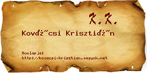 Kovácsi Krisztián névjegykártya