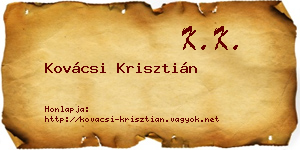 Kovácsi Krisztián névjegykártya